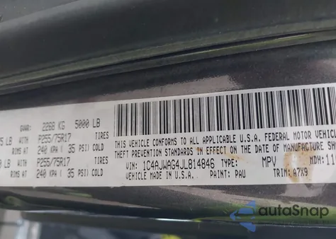 2018 Jeep Wrangler Jk Sport S 4X4 из США, поврежденный, VIN 1C4AJWAG4JL814846